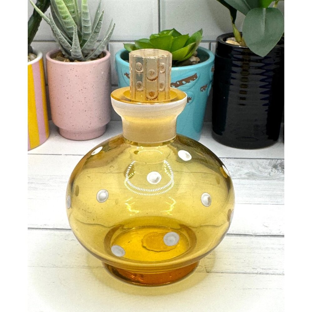 Vintage Irice Amber Glass Perfume Bottle With Stopper